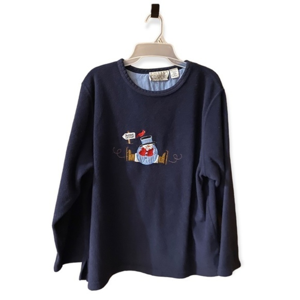 C.D Sport Christmas Shirt  Women’s Sweatshirt‎ Size XL  Snowman Blue Pull…